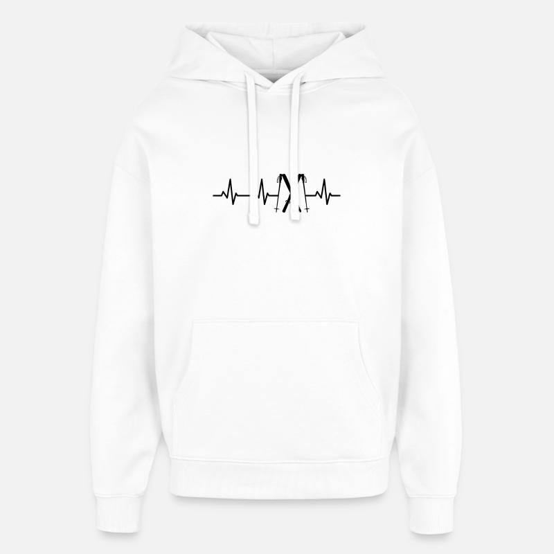 ECG de pouls de ski - Sweat à capuche unisexe Stanley/Stella Oversized - blanc