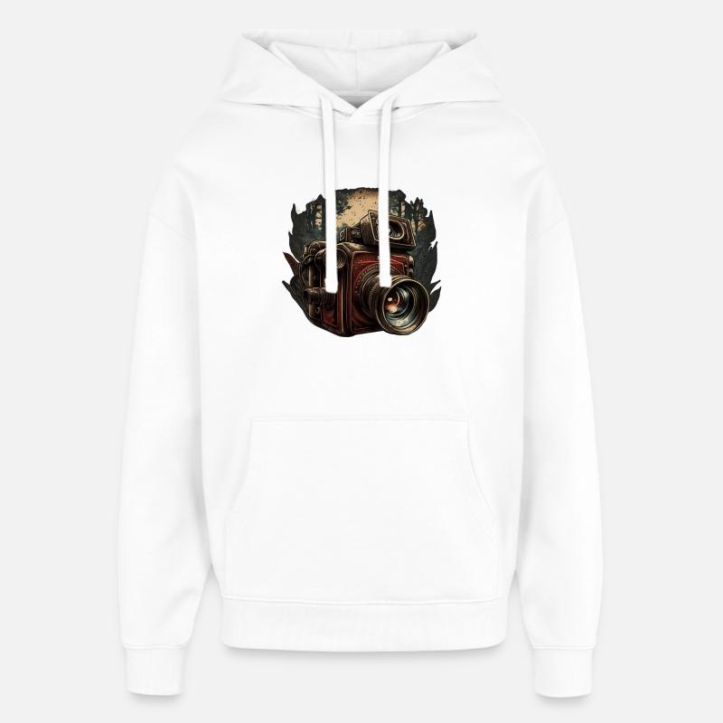 Caméra dans la forêt - Sweat à capuche unisexe Stanley/Stella Oversized - blanc