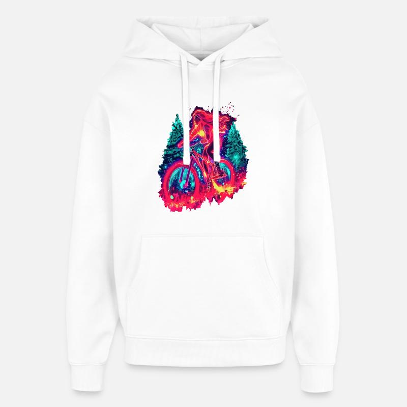 Synthwave Mountainbike Mädchen Waldfahrt - Oversized Unisex Hoodie von Stanley/Stella - Weiß