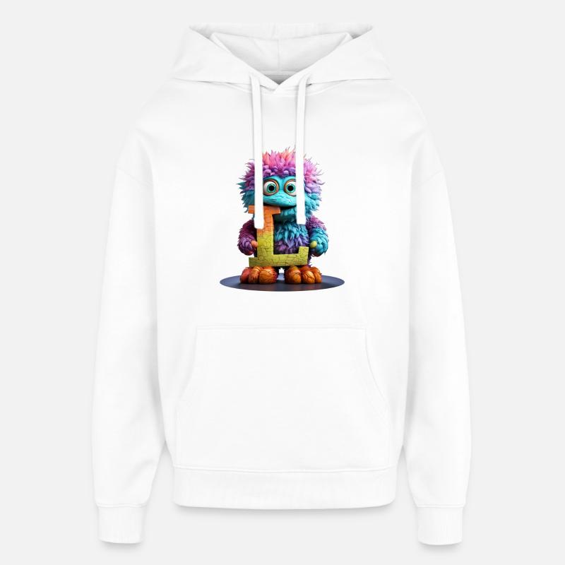 Regenbogenmonster mit Buchstabe L - Oversized Unisex Hoodie von Stanley/Stella - Weiß
