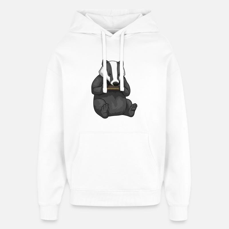 Blaireau musicien harmonica musique - Sweat à capuche unisexe Stanley/Stella Oversized - blanc