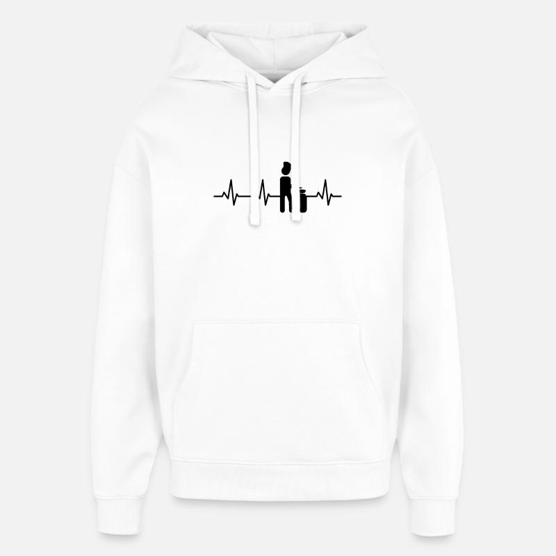 Kochen Strichfigur Herzlinie - Oversized Unisex Hoodie von Stanley/Stella - Weiß