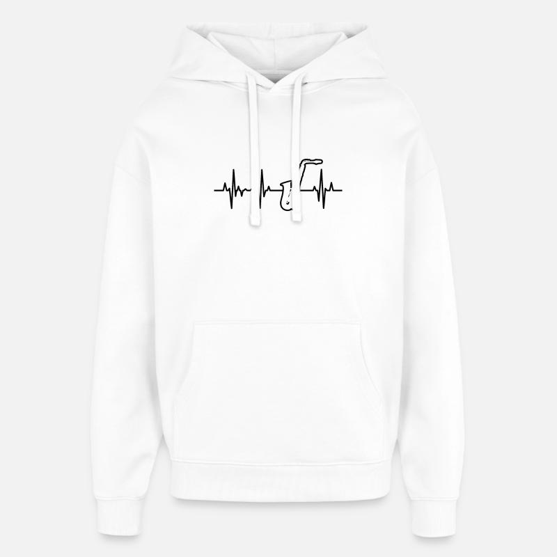 Palpitations cardiaques au saxophone - Sweat à capuche unisexe Stanley/Stella Oversized - blanc