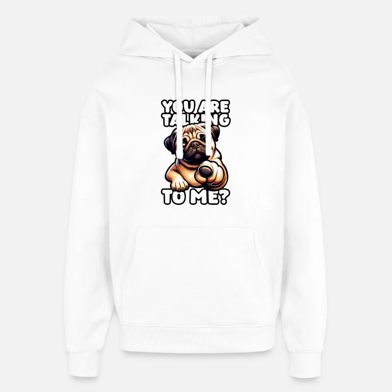 Carlin mignon - Tu me parles ? - Sweat à capuche unisexe Stanley/Stella Oversized - blanc