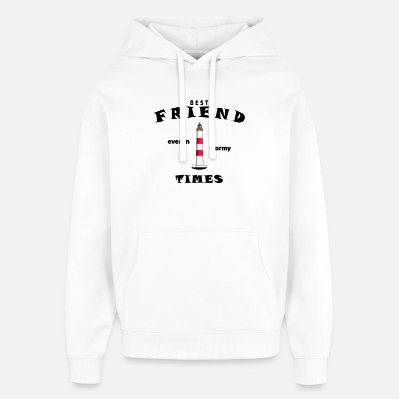 Meilleur Ami, Meilleur Ami, Amis, Anglais - Sweat à capuche unisexe Stanley/Stella Oversized - blanc