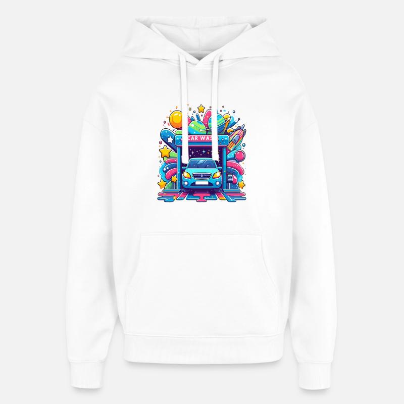 Aventure cosmique dans le lave-auto - Sweat à capuche unisexe Stanley/Stella Oversized - blanc