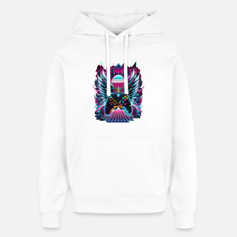 Synthwave Sunset Gamer Controller - Oversized Unisex Hoodie von Stanley/Stella - Weiß