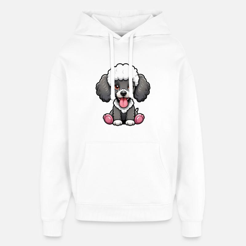 Doux caniche N&B - Sweat à capuche unisexe Stanley/Stella Oversized - blanc