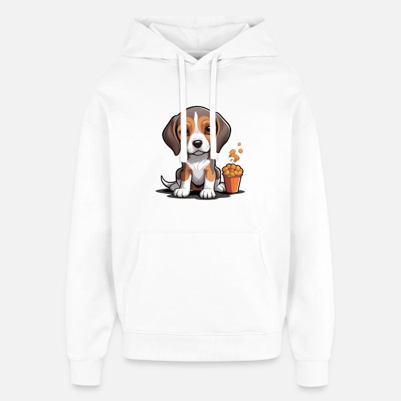 L’heure de la collation Beagle - Sweat à capuche unisexe Stanley/Stella Oversized - blanc