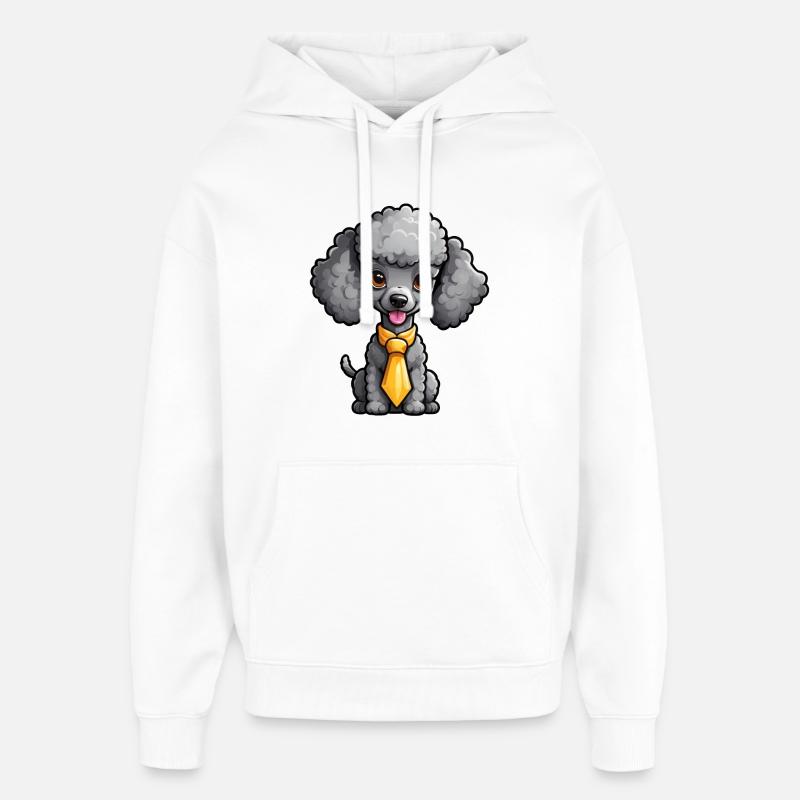 Caniche gris avec cravate - Sweat à capuche unisexe Stanley/Stella Oversized - blanc