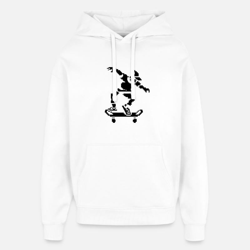 Skater Pixel Art - Sweat à capuche unisexe Stanley/Stella Oversized - blanc