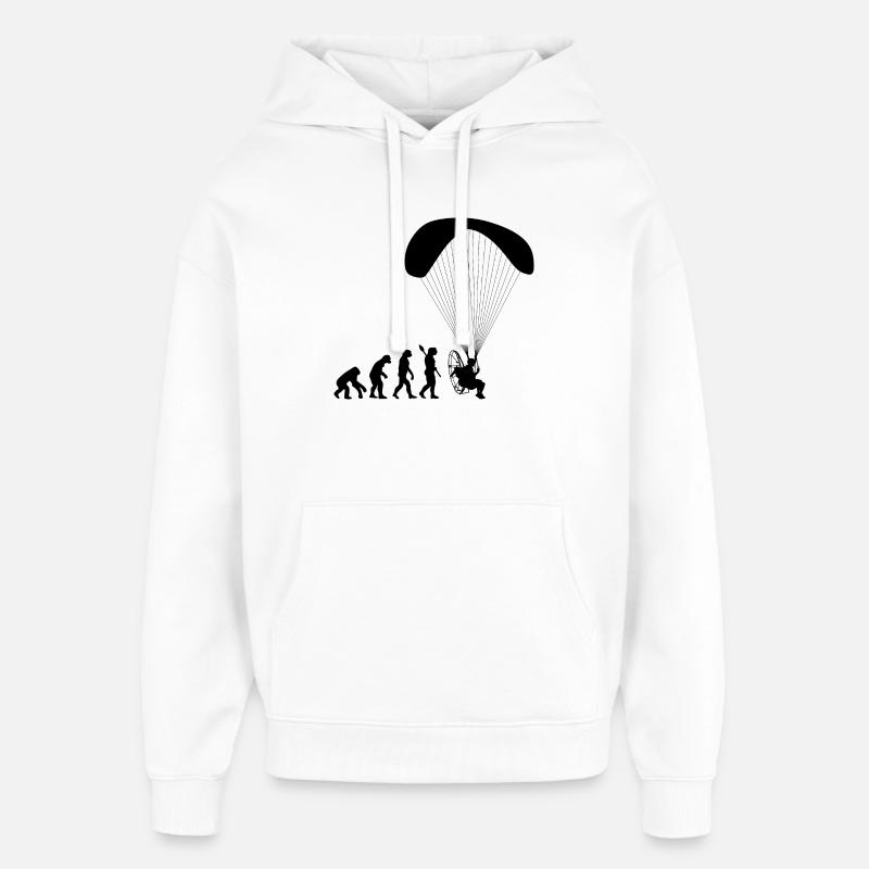 Paramoteur Évolution humaine drôle - Sweat à capuche unisexe Stanley/Stella Oversized - blanc