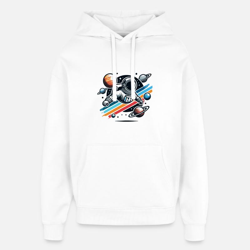 Rétro astronaute aventure spatiale planète - Sweat à capuche unisexe Stanley/Stella Oversized - blanc