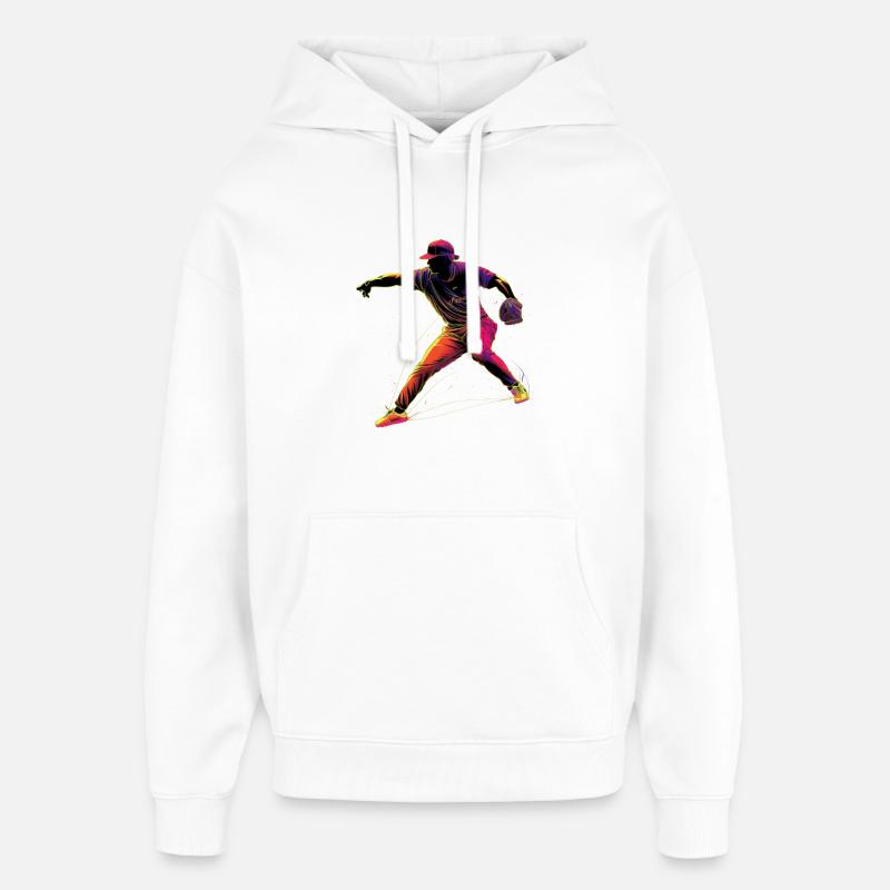 Baseballer Retrowave - Sweat à capuche unisexe Stanley/Stella Oversized - blanc