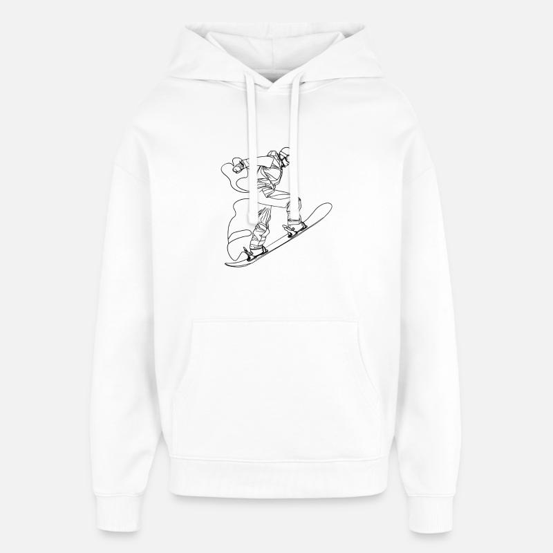 Dessin au trait du snowboarder - Sweat à capuche unisexe Stanley/Stella Oversized - blanc