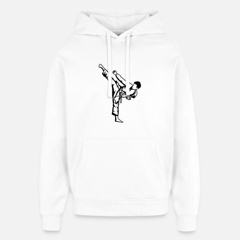 Dessin de garçon de karaté - Sweat à capuche unisexe Stanley/Stella Oversized - blanc