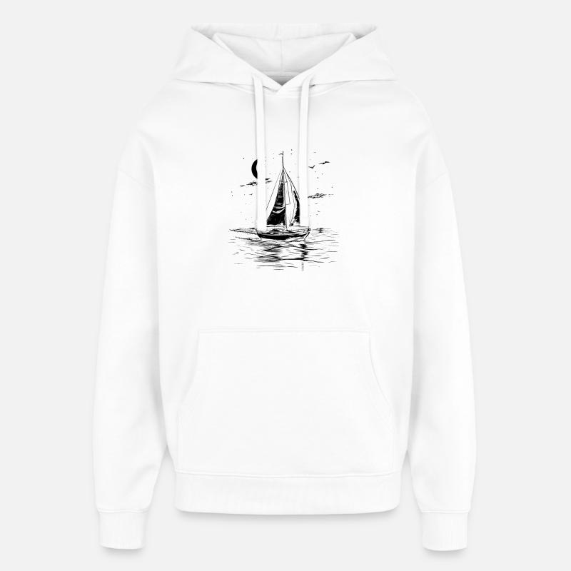 Croquis de navigation - Sweat à capuche unisexe Stanley/Stella Oversized - blanc