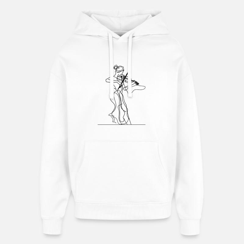 Dessin de fille violon - Sweat à capuche unisexe Stanley/Stella Oversized - blanc