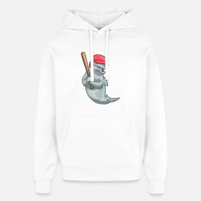 Batte de baseball Dolphin - Sweat à capuche unisexe Stanley/Stella Oversized - blanc