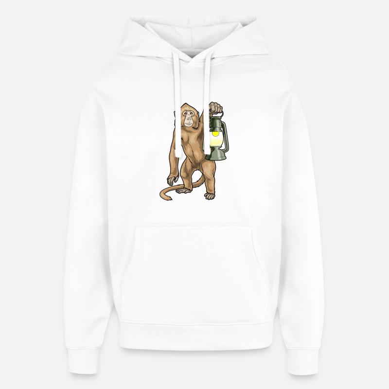 Affe Laterne - Oversized Unisex Hoodie von Stanley/Stella - Weiß