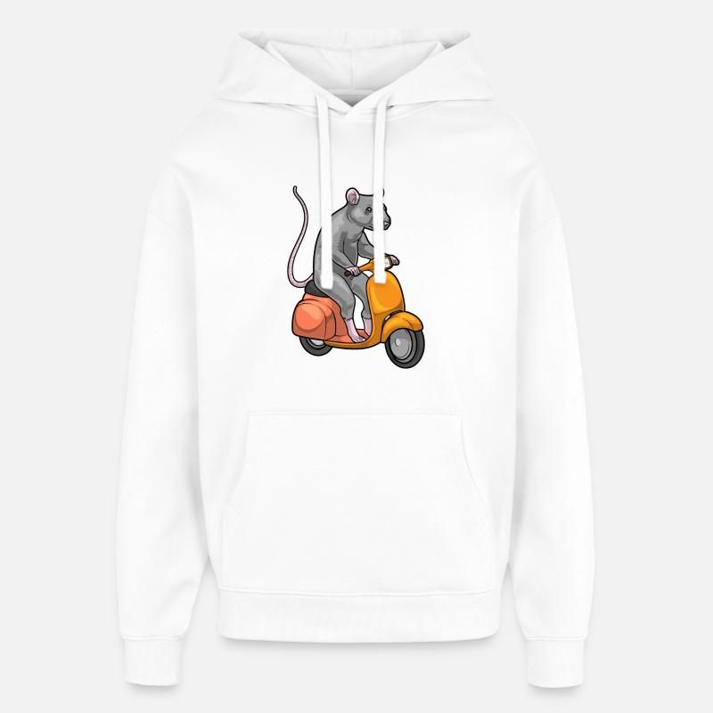 Trottinette Rat - Sweat à capuche unisexe Stanley/Stella Oversized - blanc