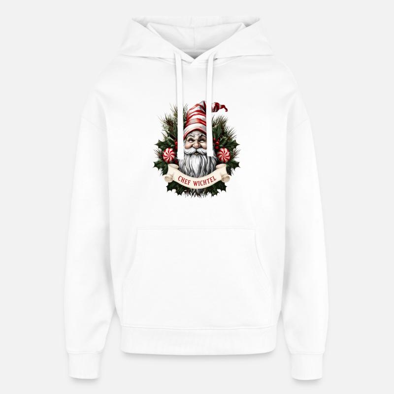 Gnome de Noël en chef - Sweat à capuche unisexe Stanley/Stella Oversized - blanc