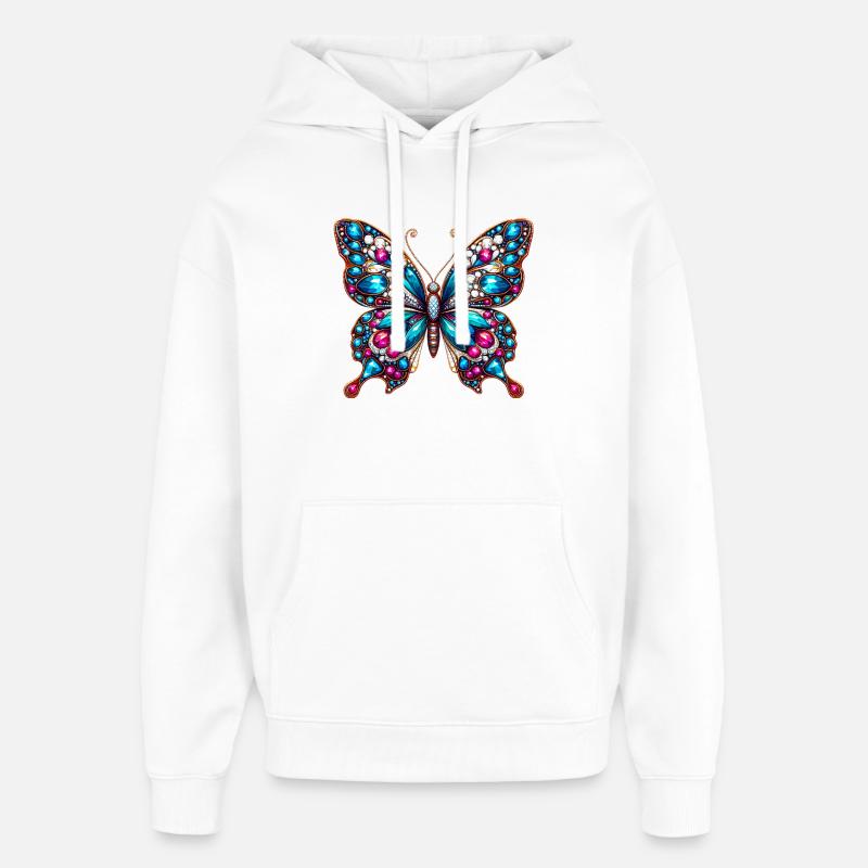Papillon - Sweat à capuche unisexe Stanley/Stella Oversized - blanc