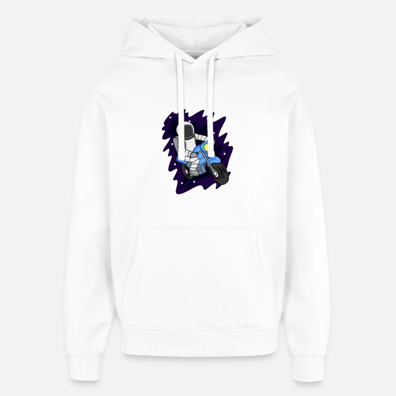 Astronaut Motorcycle Space - Oversized Unisex Hoodie by Stanley/Stella - white