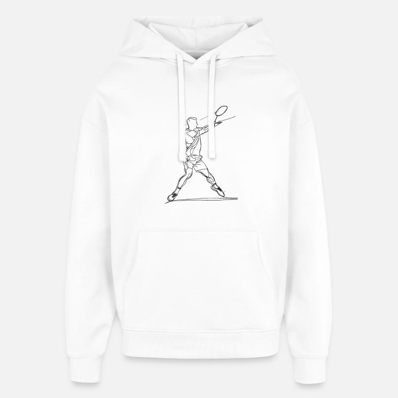 Dessin d’un joueur de badminton - Sweat à capuche unisexe Stanley/Stella Oversized - blanc