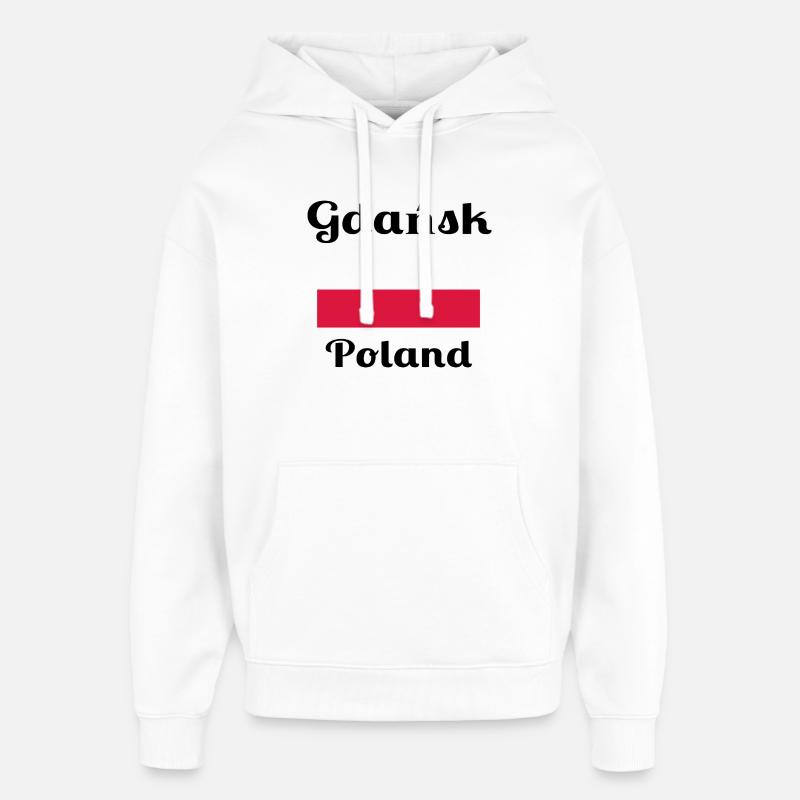 Gdańsk, Pologne - Imprimés élégants - Sweat à capuche unisexe Stanley/Stella Oversized - blanc