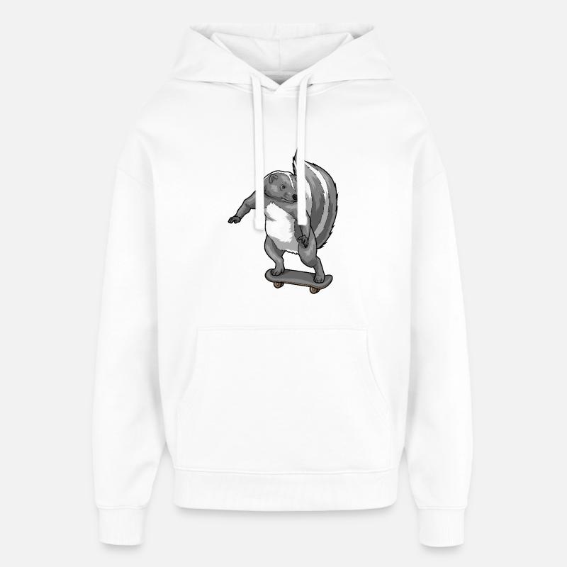 Skunk Skater Skateboard - Sweat à capuche unisexe Stanley/Stella Oversized - blanc