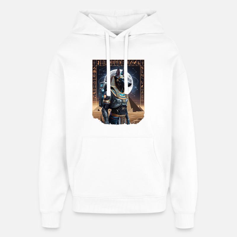 Ancien Anubis Astronaute Sci-Fi Design - Sweat à capuche unisexe Stanley/Stella Oversized - blanc