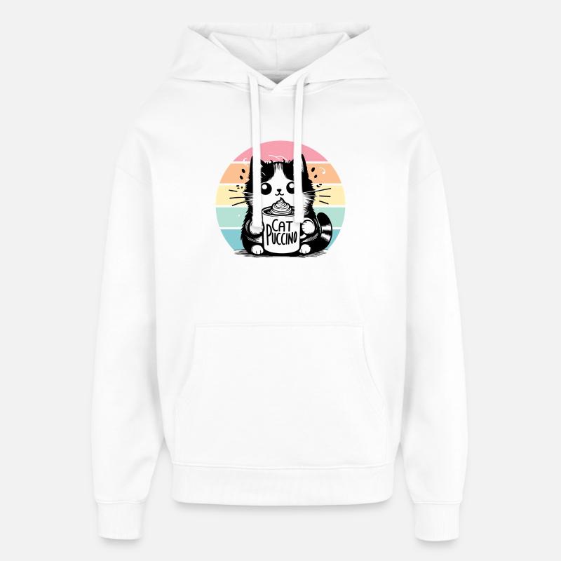 Catpuccino 3 - Sweat à capuche unisexe Stanley/Stella Oversized - blanc