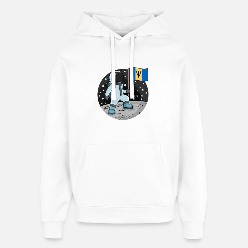 Drapeau astronaute Barbade - Sweat à capuche unisexe Stanley/Stella Oversized - blanc