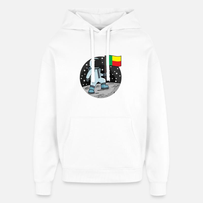 Drapeau astronaute Bénin - Sweat à capuche unisexe Stanley/Stella Oversized - blanc
