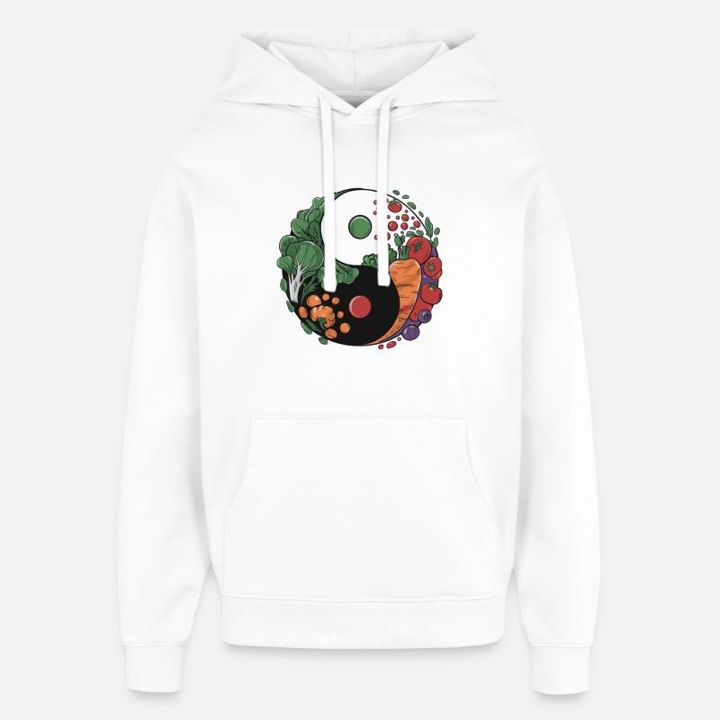 Yin Yang Équilibre Végétal - Sweat à capuche unisexe Stanley/Stella Oversized - blanc