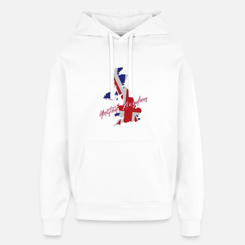 Fierté britannique, drapeau du Royaume-Uni - Sweat à capuche unisexe Stanley/Stella Oversized - blanc