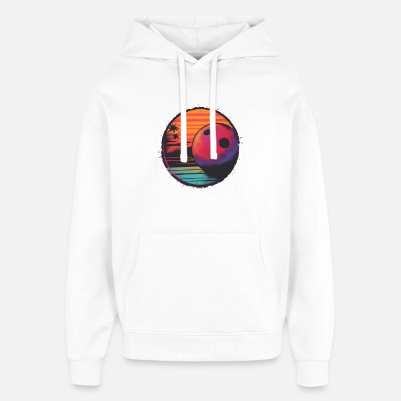 Boule de bowling Retrowave - Sweat à capuche unisexe Stanley/Stella Oversized - blanc