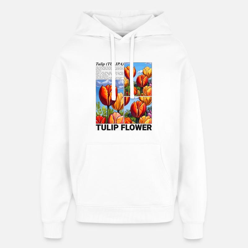 Tulipe Fleur Nature Printemps Botanique Cadeau - Sweat à capuche unisexe Stanley/Stella Oversized - blanc