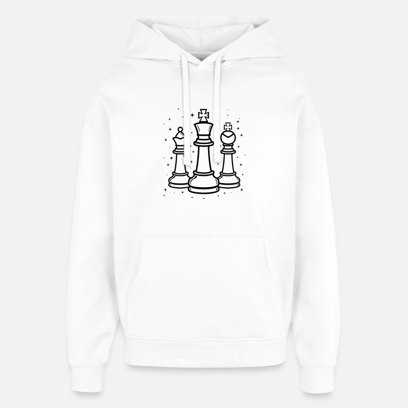 Dessin de pièces d’échecs - Sweat à capuche unisexe Stanley/Stella Oversized - blanc