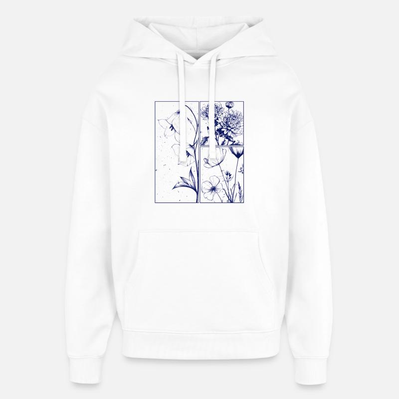 Chrysanthème floral Campanule Cadeau botanique - Sweat à capuche unisexe Stanley/Stella Oversized - blanc