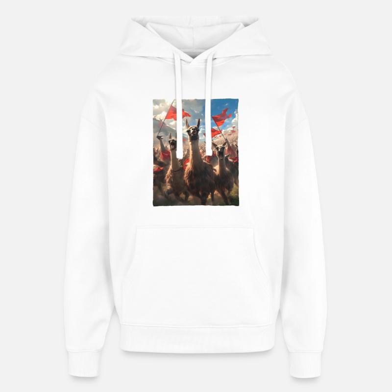 Épopée Llama Revolution Peinture Astucieuse - Sweat à capuche unisexe Stanley/Stella Oversized - blanc