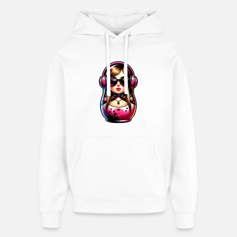 Russe Matriochka Musique Russie Russe - Sweat à capuche unisexe Stanley/Stella Oversized - blanc