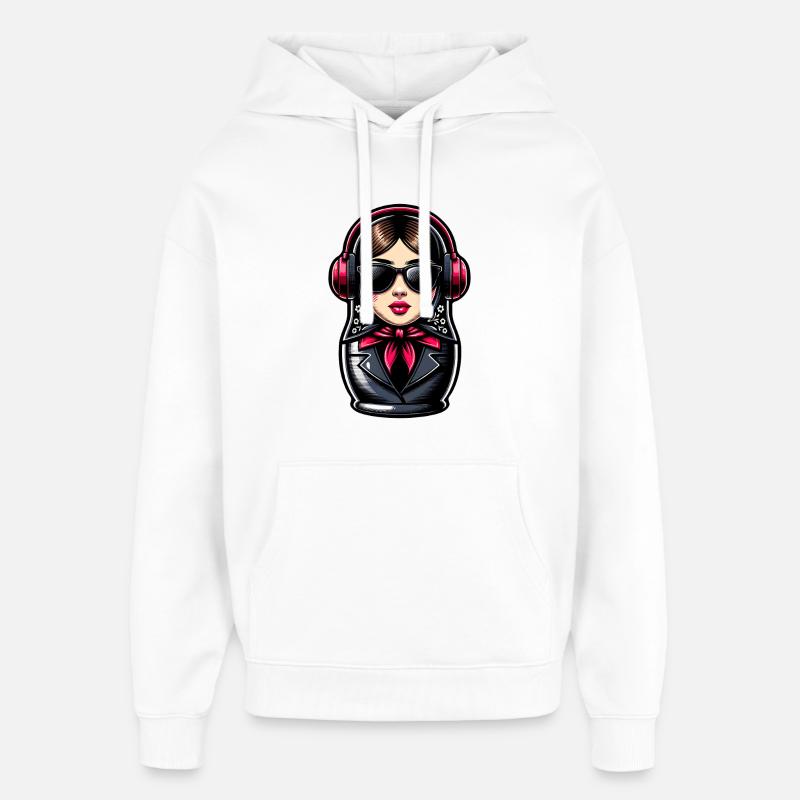 Matriochka avec casque - Sweat à capuche unisexe Stanley/Stella Oversized - blanc