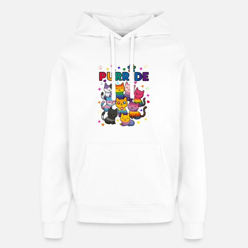 Purride Chats LGBT - Sweat à capuche unisexe Stanley/Stella Oversized - blanc