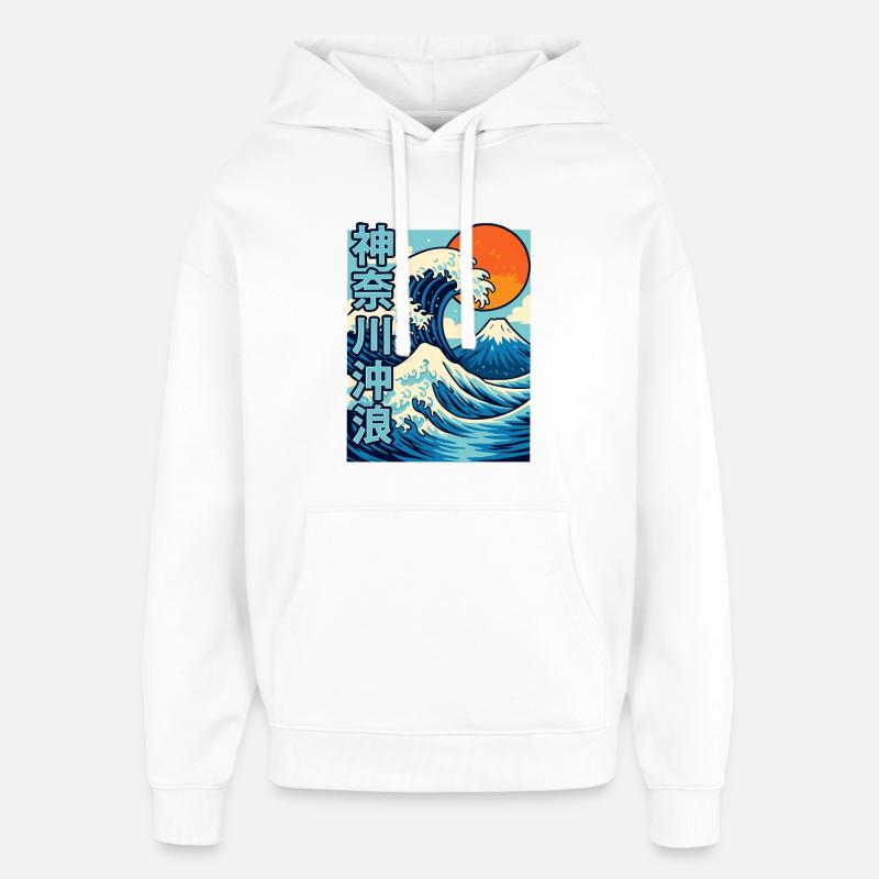 Große Welle Kanagawa Comic Stil - Oversized Unisex Hoodie von Stanley/Stella - Weiß