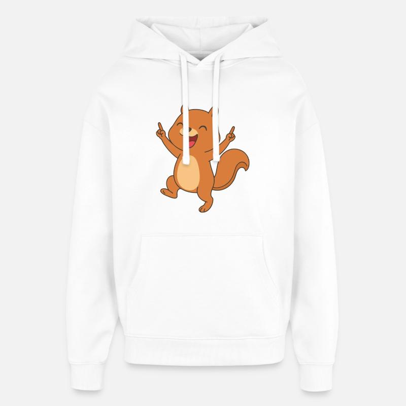 Bébé écureuil heureux - Nutty Joy - Sweat à capuche unisexe Stanley/Stella Oversized - blanc