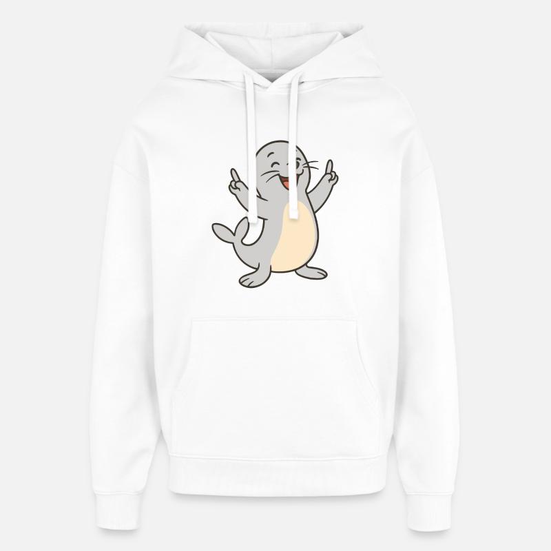 Fröhliche Robbe - Oversized Unisex Hoodie von Stanley/Stella - Weiß