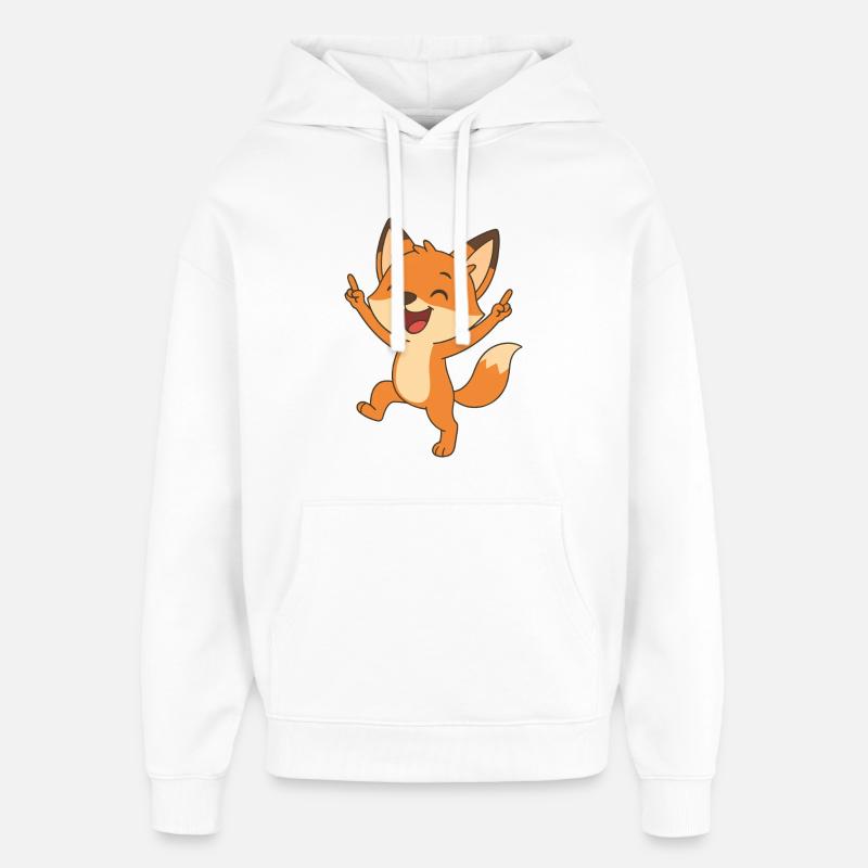 Renard joyeux - Sweat à capuche unisexe Stanley/Stella Oversized - blanc