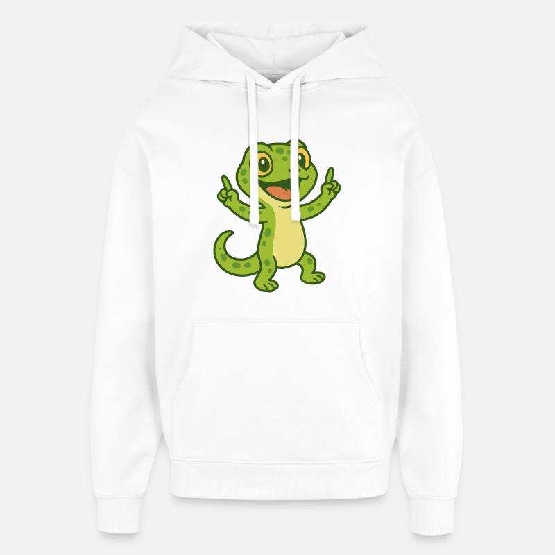 Joyeuses vibrations de gecko - Sweat à capuche unisexe Stanley/Stella Oversized - blanc
